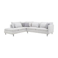 Sala Jess con chaise de tapiz marfil, sofá de tela con chaise longue, dimensiones 280x93x238 cm, deurope.com.mx