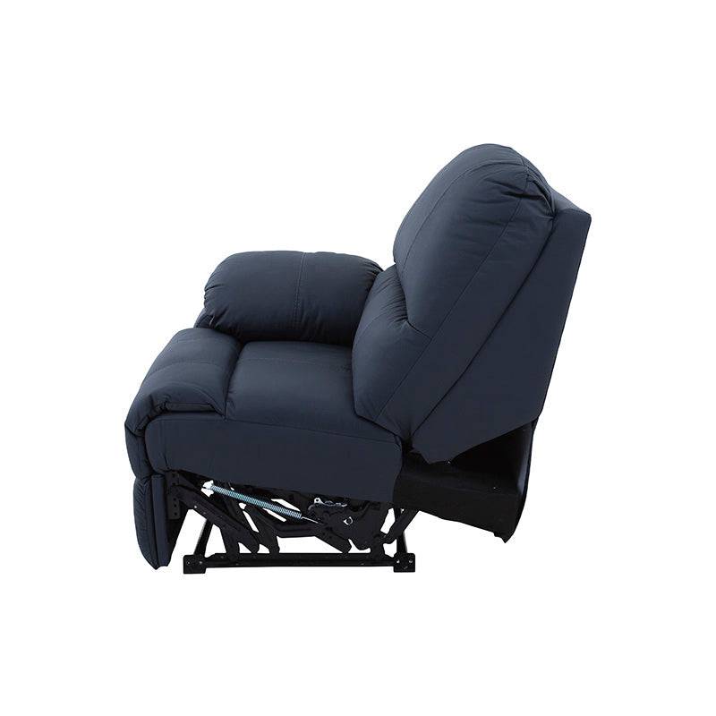 Módulo lateral izquierdo de sala Enzo III en piel azul cobalto, con acabado de cuero y tapizado de lujo, de Deurope.