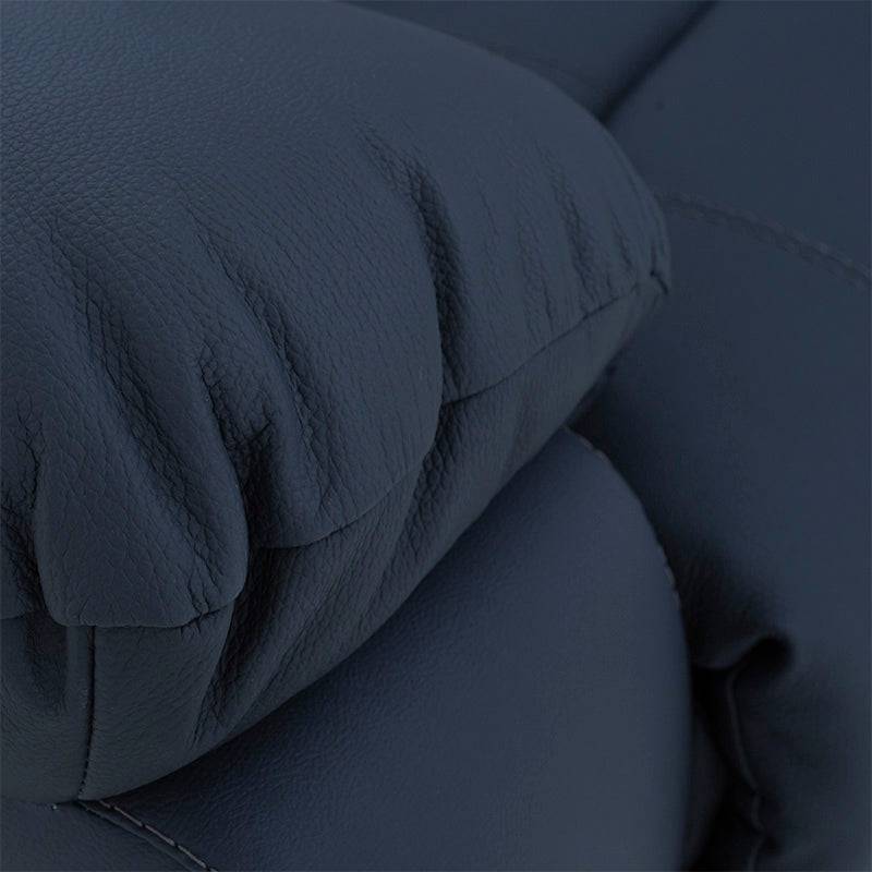Módulo lateral izquierdo de sala Enzo III en cuero azul cobalto, con diseño moderno y acabado en piel y leather touch.