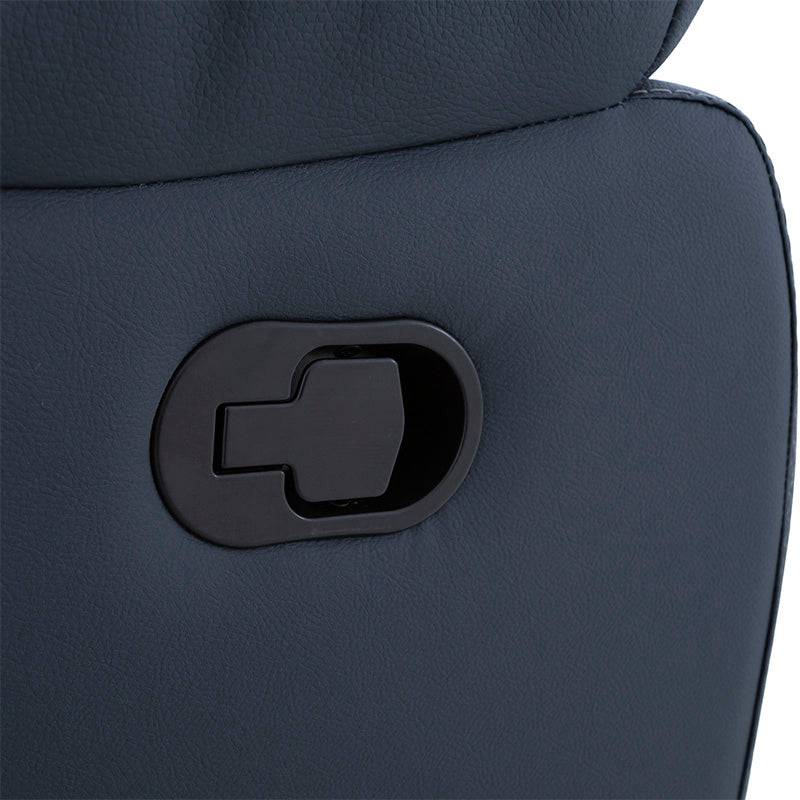 Módulo lateral izquierdo de la sala Enzo III en cuero azul cobalto, de la marca deurope.com.mx, con 85 cm de ancho y 97 cm de alto.