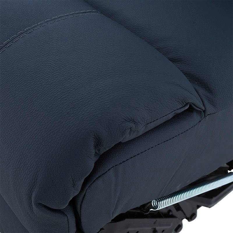Módulo lateral izquierdo de la sala Enzo III en piel azul cobalto, con diseño moderno y acabado en leather touch, de Deurope.
