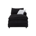 Módulo de sala Lazy chaise negro de tela, con cojines y estructura moderna, frente a la sala con dimensiones de 95x174x90 cm.