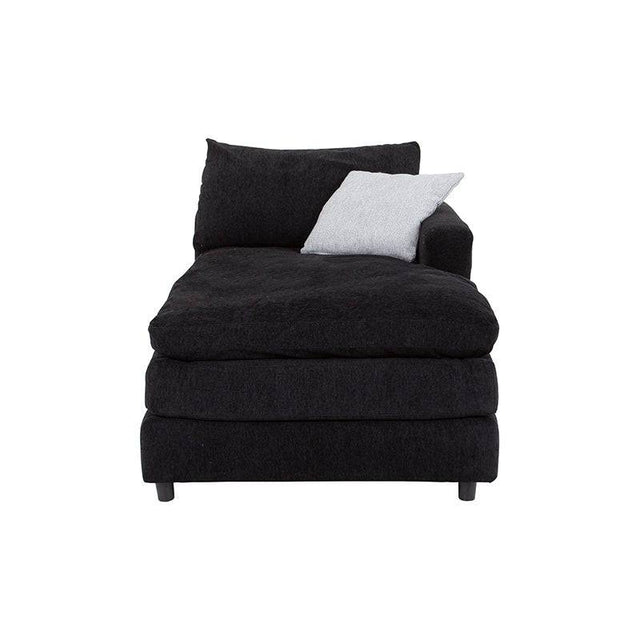 Juego de sala Lazy deurope.com.mx, conjunto modular negro con chaise, tela de tejido plano, dimensiones 95x90x174 cm.