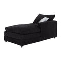 Modulo de sala Lazy Chaise de tejido negro, con respaldo y chaise longue, dimensiones 95x174 cm, estilo moderno y cómodo.