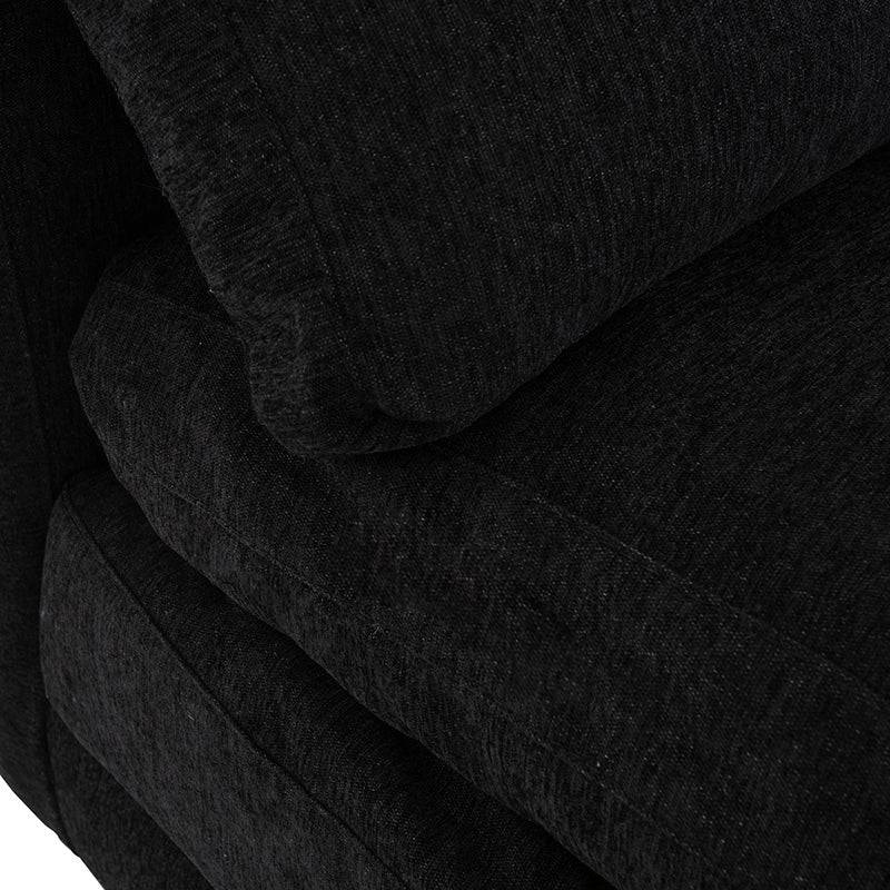 Módulo de sala Lazy Chaise en tela negra, con estructura moderna y asiento amplio, de la marca deurope.com.mx.