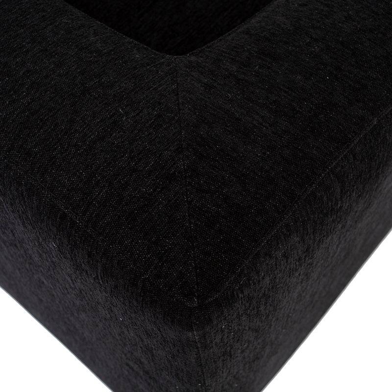Módulo de sala Lazy Chaise negro de tela, con estructura moderna, fondo de 174 cm y altura de 95 cm, para sala modular de Deurope.