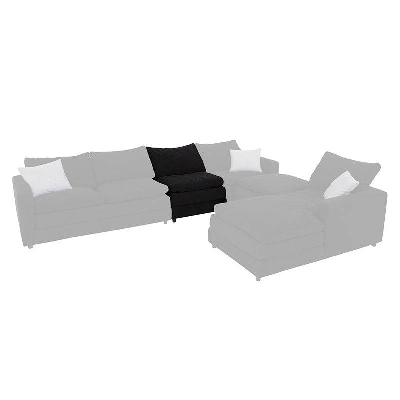 Sala modular Lazy Sillón Central en tela negra, con diseño moderno y cómodo, de la marca deurope.com.mx.