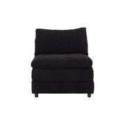 Sofá modular Lazy Sillón Central de tela negra deurope.com.mx, con estructura y cojines visibles en el módulo de sala.