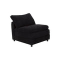 Juego de sala Lazy deoupe.com.mx en tela negra, incluye sillón central, con módulos rectos y respaldo acolchado.