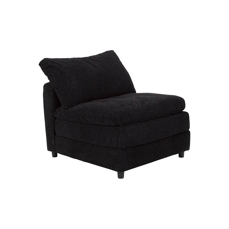 Módulo de sala Lazy Sillón Central de tejido negro, parte de sala modular de deurope.com.mx, con respaldo y asiento cómodos.