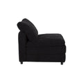 Juego de sala Lazy deoupeo.com.mx, conjunto modular en tela negra con sillón central, dimensiones aproximadas de 82x90x94 cm