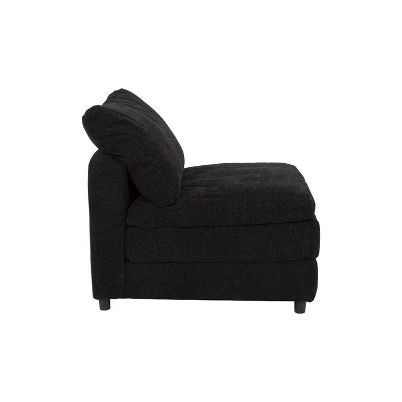 Módulo de sala Lazy Sillón Central de Deurope, en tela negra, con dimensiones de 82x90x94 cm, parte de sala modular.