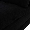 Juego de sala Lazy deurope.com.mx con sofá modular negro y sillón central, tapizado en tela de tejido plano, con medidas aproximadas.