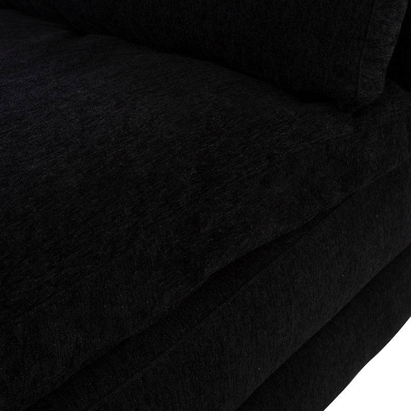 Sillón central de sala Lazy deurope.com.mx, módulo de sala negro en tela tejida, con frente 82 cm, alto 90 cm y fondo 94 cm.