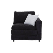 Módulo de sala Lazy Sillón Esquinero de tela negra, parte de conjunto modular de deurope.com.mx, con frente de 94 cm y altura de 90 cm