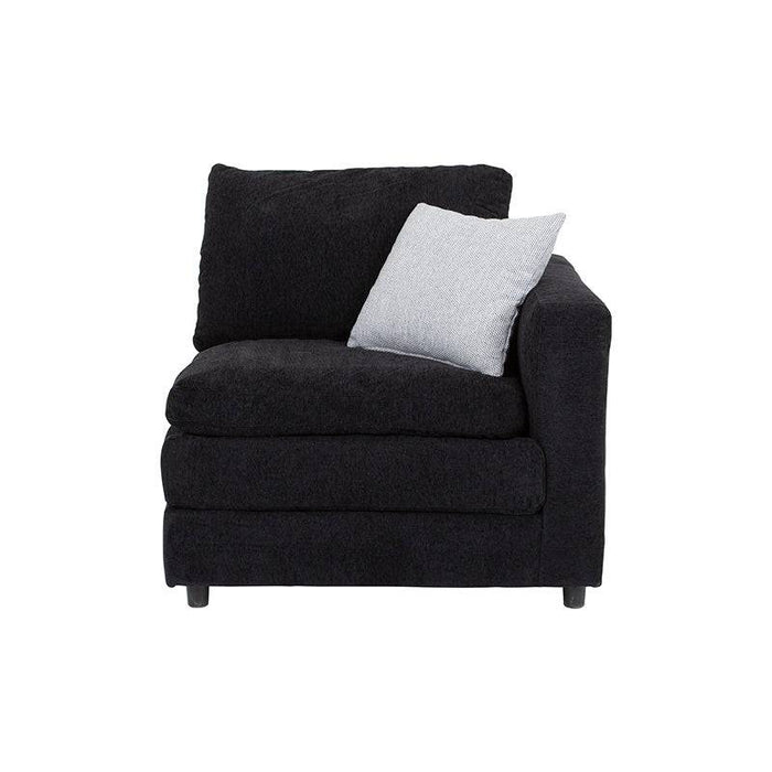 Juego de sala Lazy de 6 piezas en tela negra, sofá modular con sillón esquinero y asiento cómodo.