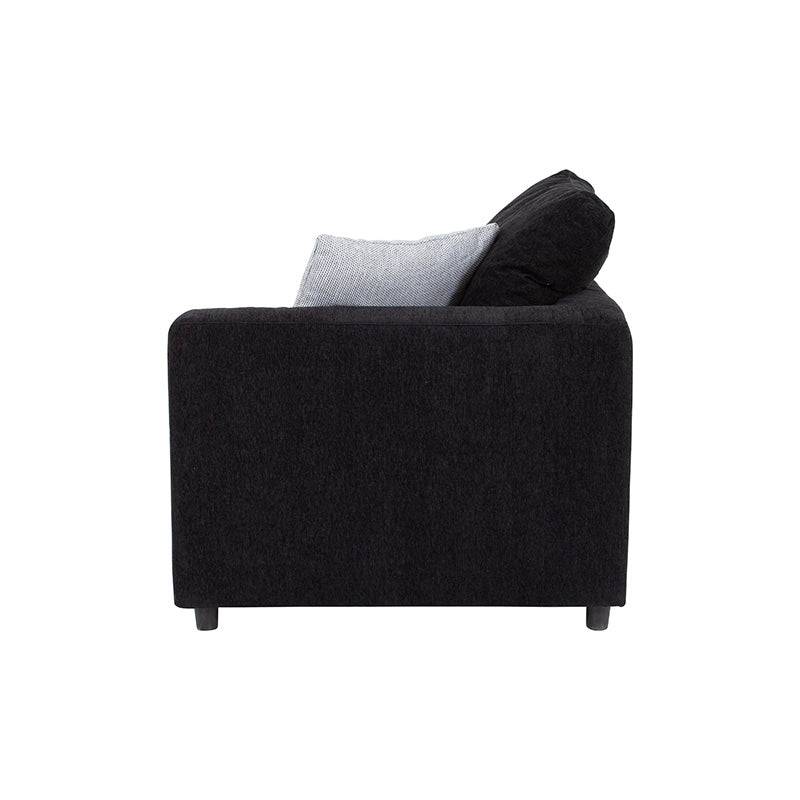 Sala modular Lazy Sillón Esquinero deoupe, sillon en tela negra, con estructura moderna y tamaño compacto para sala de estar.
