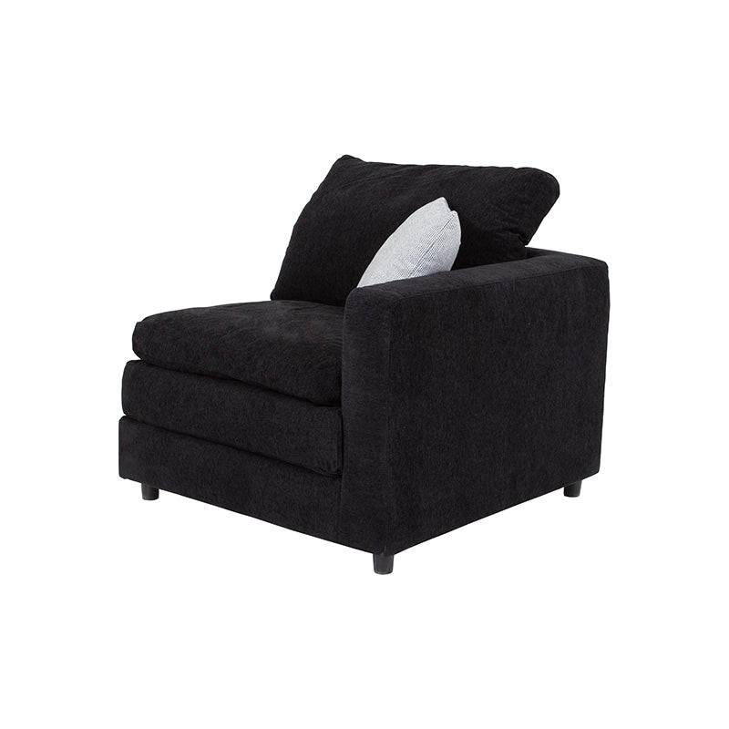 Sillón esquinero tipo sala Lazy de tejido plano negro, módulo de sala deoupe.com.mx con dimensiones 94x90x94 cm.