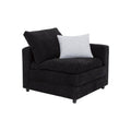 Módulo de sala esquinero Lazy Sillón deoupe, en tela negra, con asiento y respaldo acolchados, tamaño 94x90x94 cm.