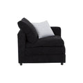 Silla esquinera de sala lazy deoupe.com.mx, módulo de sala en tela negra, con frente y fondo de 94 cm y altura de 90 cm.