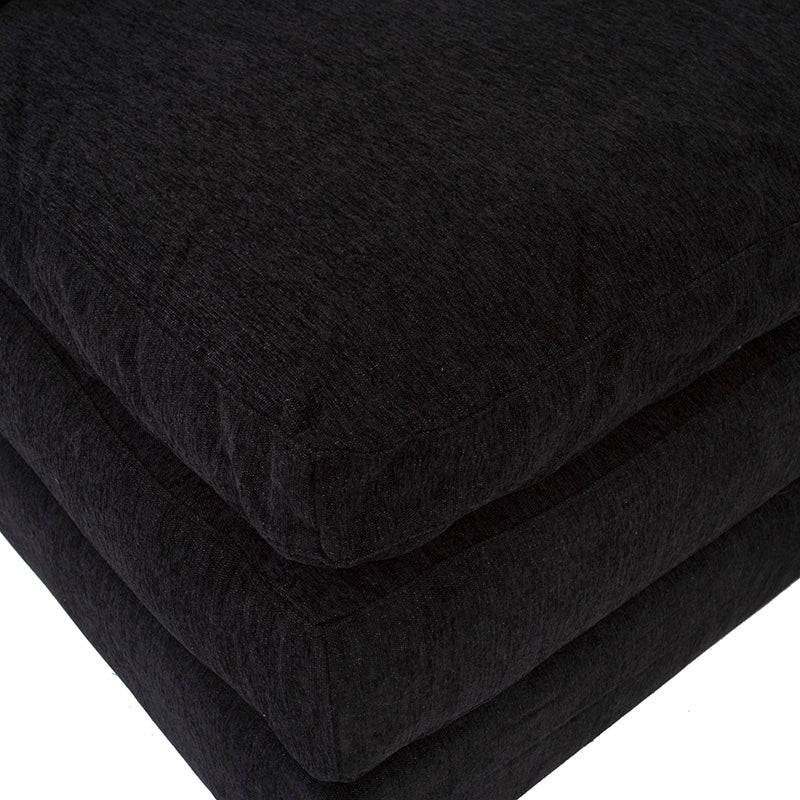 Módulo de sala Lazy sillón esquinero de tela negra, con estructura moderna y diseño cómodo, de la marca deurope.com.mx.