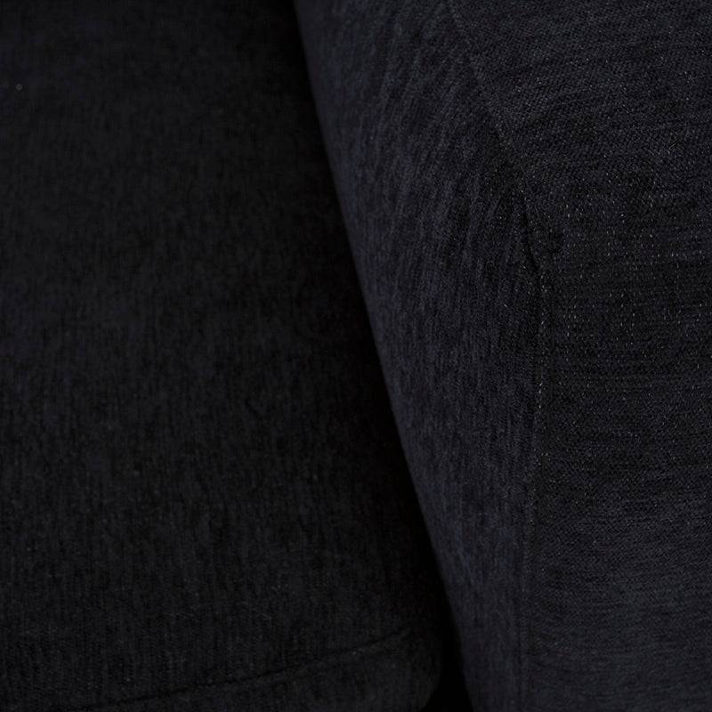 Módulo de sala Lazy Sillón Esquinero de Deurope en tela negra, con estructura moderna y cómodo asiento en una sala modular.