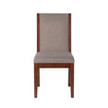Conjunto de comedor Quetzal de 9 piezas con sillas de madera Nogal y tapizado en tela, diseño elegante y moderno.