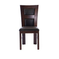 Juego de comedor Aragón de 8 piezas con sillas de madera nogal y asiento tapizado en color burdeos, frente y vista lateral.