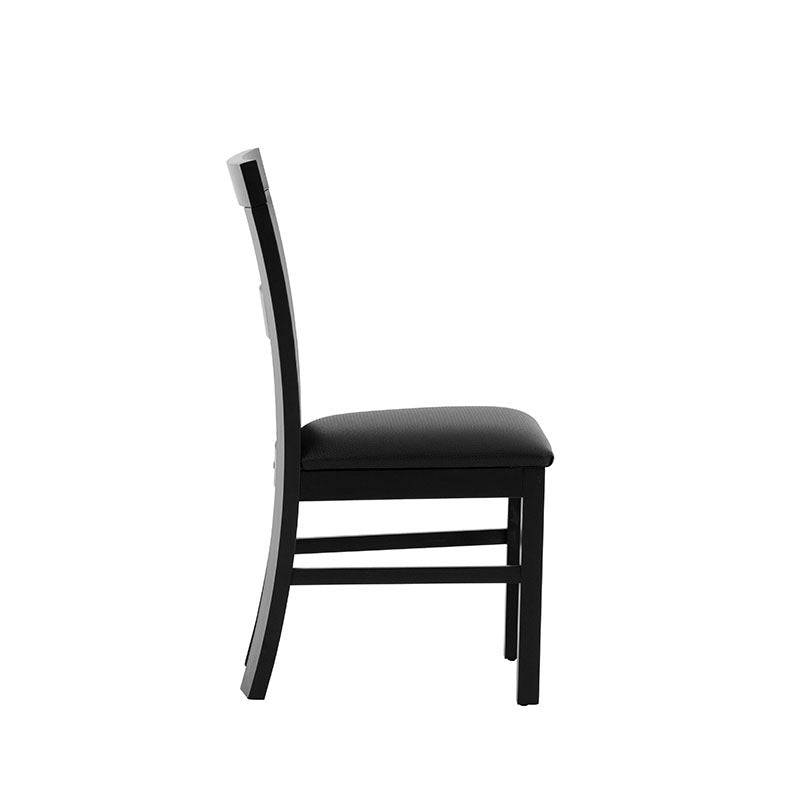 Silla de comedor Burj de madera nogal con asiento de color oscuro y respaldo recto, diseñada por deurope.com.mx.