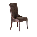 Juego de comedor Aragón de 8 piezas con sillones de madera de pino y tapiz en suede, en color moka.