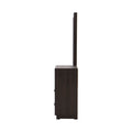 Tocador Olcen de estilo industrial en color gris madera, con espejo y espacio de almacenamiento, deuceurope.com.mx