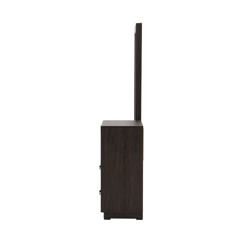 Tocador Olcen de estilo industrial en color gris madera, con espejo y espacio de almacenamiento, deuceurope.com.mx