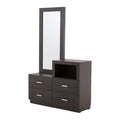 Tocador Olcen deurope.com.mx en estilo industrial gris y madera, con espejo y espacio para maquillaje y accesorios.