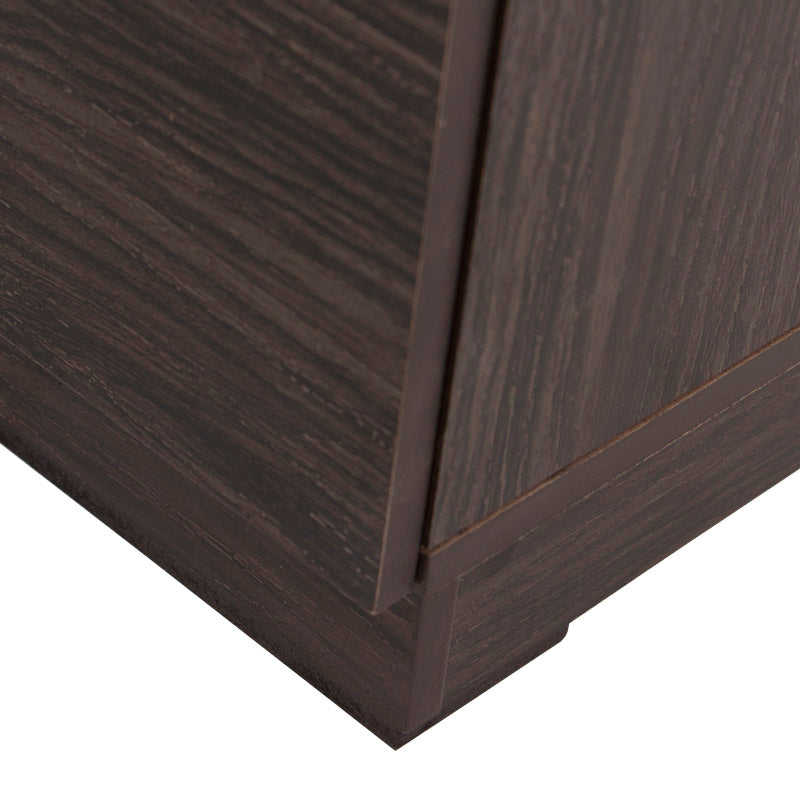 Tocador Olcen de estilo industrial en gris y madera, con superficie amplia y compartimentos, deurope.com.mx
