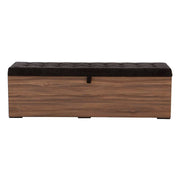 Zapatera Lazy deurope.com.mx en madera nogal negra con estructura de melamina y tapiz de tela, 120 cm de alto y 47 cm de fondo